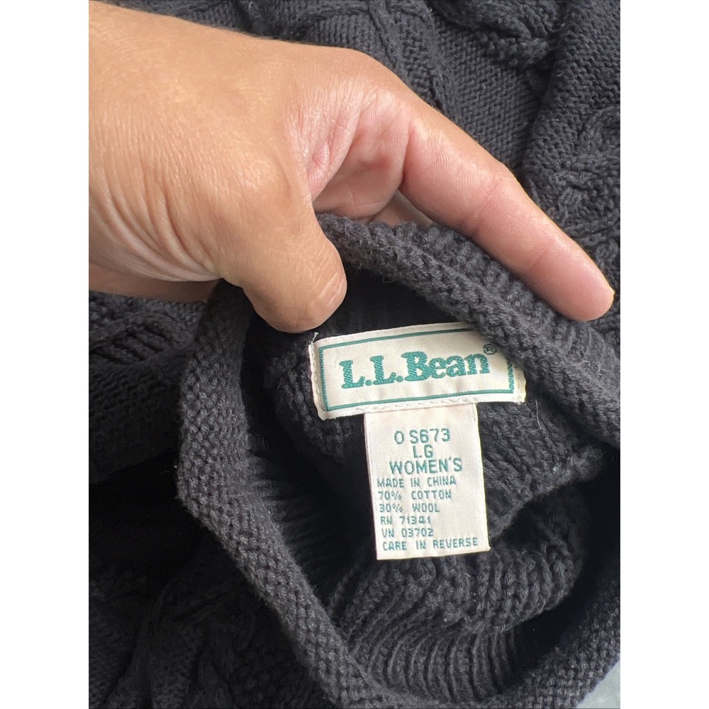 Vintage Twist Thick Knit Black  L.L.BEAN Black Knit Sweater Women  large sku328 - Picture 7 of 7